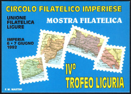 ITALIA IMPERIA 1992 - CIRCOLO FILATELICO IMPERIESE - MOSTRA FILATELICA - IV TROFEO LIGURIA - I - Bolsas Y Salón Para Coleccionistas