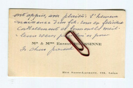 LIEGE - Carte De Visite Ca. 1930, Ernest Brassinne, Rue Saint-Laurent, Pour Famille Gérardy Warland - Cartes De Visite