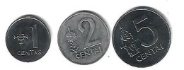 *lithuania1+2+ 5 Centai  1991  Km 85+86+87  Unc - Lituanie