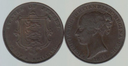 Delcampe - Jersey 1851 Coin Queen Victoria Thirteenth Of A Shilling Condition Very Fine - Jersey