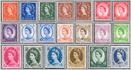 QEII - 1958 Wildings Multiple Crown - Full Set Of 20 Very Light Mounted Mint Hrd2a - Nuevos