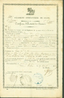 52e Régiment Infanterie De Ligne Certificat De Service Pour Fusilier Natif De Langres Verdun 1832 Vignette Coq - 1801-1848: Précurseurs XIX
