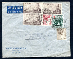 RC 27419 ESPAGNE 1951 BILBAO LETTRE PAR AVION POUR LA FRANCE - Brieven En Documenten