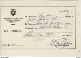 Pedido De Pagamento Por Correio 1966 Ref. 152 - Equateur