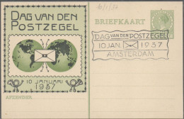 OLANDA - 1937 -n. 2 Interi Postali Emessi In Occasione Della Giornata Del Francobollo. Annulli 10 Gennaio 1937 Amsterdam - Lettres & Documents