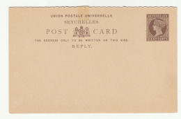 Seychelles ONLY ANSWER PART Of Old QV Postal Stationery Postcard With Reply Not Posted B240401 - Seychellen (...-1976)