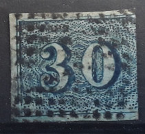 BRASIL BRESIL BRAZIL 1854 - 1861, Chiffres,  Yvert No 20 A, 30 R Bleu  Obl LOSANGE DE POINTS CARRÉS Cote 60 Euros - Usati