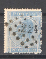 België OCB18 Gestempeld Pt224 Loochristy COBA €20 - 1865-1866 Profil Gauche