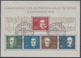 Deutschland Mi. Block 2 Einweihung Der Beethovenhalle Bonn Ersttagsstempel 8.9.1959 - Used Stamps
