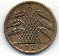 Deutsches Reich 5 Pfennig 1924A - 5 Renten- & 5 Reichspfennig