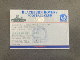 Blackburn Rovers V Newcastle United 1992-93 Match Ticket - Eintrittskarten