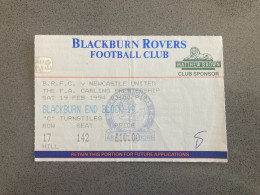 Blackburn Rovers V Newcastle United 1993-94 Match Ticket - Tickets D'entrée