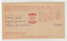 Yugoslavia US CARE Mission Receipt B240401 - Cartas & Documentos