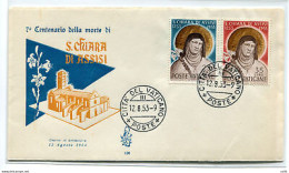 Vaticano FDC Venetia 1953 S. Chiara  Non Viaggiata - FDC