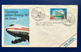 Spain España 1970, SOBRE MATASELLOS ESPECIAL CERVANTES PRIMER BOEING 747 DE IBERIA, Matasellos De Llegada A JAMAICA - Used Stamps