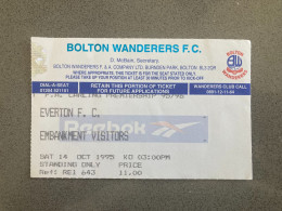 Bolton Wanderers V Everton 1995-96 Match Ticket - Eintrittskarten