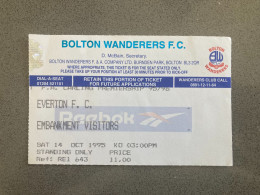 Bolton Wanderers V Everton 1995-96 Match Ticket - Tickets D'entrée