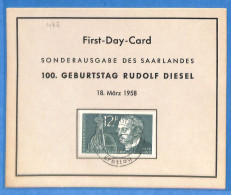 Saar - 1958 - Carte Postale FDC De Saarbrücken - G31884 - FDC