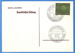 Saar - 1961 - Carte Postale FDC De Saarbrücken - G31875 - FDC