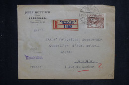 TCHÉCOSLOVAQUIE - Enveloppe En Recommandé De Karlsbad Pour Nice En 1920 - L 151555 - Covers & Documents