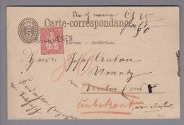 Heimat CH VS Salquenen 1877-10-12 Langstempel Auf NN-Ganzsache - Storia Postale