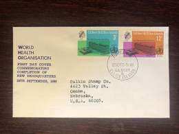 GILBERT & ELLICE FDC COVER 1966 YEAR WHO OMS HEALTH MEDICINE STAMPS - Îles Gilbert Et Ellice (...-1979)