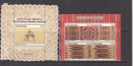 2014 Philippines Traditional Filipino Textiles Complete Block Of 4 + SILK SCREENED Souvenir Sheet MNH - Philippines