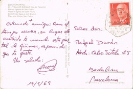 54734. Postal Aerea GUIMAR (Tenerife) Canarias 1069- Fechador Aereo Exagonal. Iglesia De San Pedro De Guimar - Cartas & Documentos