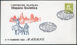 Madrid - Edi O 2832 - Mat "Madrid 5/02/90 - Exposición Filatelia Hispano - Soviética" (Quijote Y Sancho Panza) - Lettres & Documents