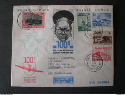 CONGO - BELGIO CONGO - BELGIE BELGIQUE COVER ENVELOPE 1938 AVION AIRMAIL STANLEYVILLE (CONGO) X BRUXELLES (BELGIO ) - Spoorwegzegels