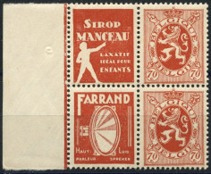 BELGIQUE - COB 43+45 - 70C LION HERALDIQUE TIMBRES PUBLICITAIRES "MANCEAU ET FARRAND" - NEUFS - Mint