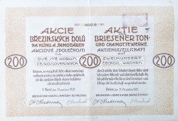 Brünn 31.12.1921: Action Briesener Ton- Und Chamottewerke AG 200 Kronen - Altri & Non Classificati