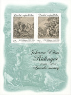 **A 1262 - 3 Czech Republic J. E. Ridinger, Hunting Graphic Art 2024 - Grabados