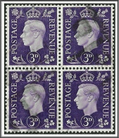 KGVI SG467 3d.Violet Block (4) Good Used Hrd2a - Used Stamps
