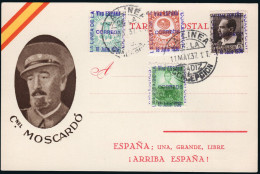 Cádiz - Guerra Civil - Sellos Patrióticos - Postal Patriótica "Coronel Moscardó) Mat "La Línea 11/May./37" - Emissions Nationalistes