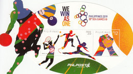 2019 Philippines Basketball Tennis SEA Games Gymnastics SHAPED Souvenir Sheet MNH - Philippines