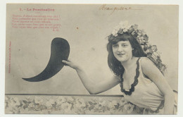 Carte Fantaisie Femme - La Ponctuation N° 3 - La Virgule  - Phototypie BERGERET - Bergeret