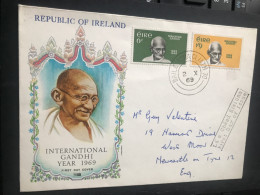 3 Different Ireland Mahatma Gandhi First Day Covers 2 Cpl Set But Interesting See - Cartas & Documentos