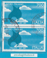 USATI ITALIA 1987 - Ref.0553B "LAVORO ITALIANO" 1 Val. In Coppia - - 1981-90: Usati