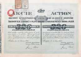 Prague 1922: Action De La Societe Anonyme Des Anciens Etablissements Skoda A Plzen. - Cars