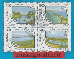 USATI ITALIA 1987 - Ref.0554C "SALVAGUARDIA DELLA NATURA" Serie Di 4 Val. In Blocco - - 1981-90: Usati