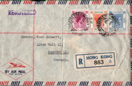 ! 1951 Registered Airmail Letter From Hong Kong, Hongkong, Einschreiben - Storia Postale