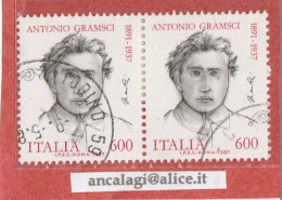 USATI ITALIA 1987 - Ref.0555A "ANTONIO GRAMSCI" 1 Val. In Coppia - - 1981-90: Oblitérés