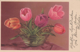 FLOWERS Vintage Postcard CPA #PKE588.GB - Flowers