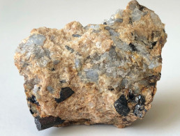 Columbite-(Fe), Grey-blue Corundum In Feldspar Matrix - Minerales