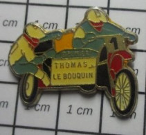 615e Pin's Pins / Beau Et Rare / MOTOS / SIDE-CAR EQUIPAGE THOMAS LE BOUQUIN - Motorbikes