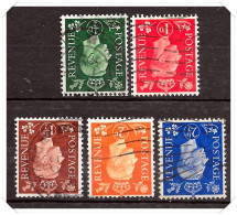 KGVI 1937 Definitives Inverted Watermark Set Of 5 SG462wi - SG466wi Fine Used Hrd2a - Nuovi