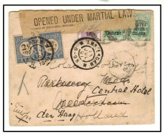 ORANGE FREE STATE - 1901 Underpaid Boer War Censor Cover To Holland With 'Postage Dues' Martial Law,Tax , AMSTERDAM (**) - Lettres & Documents