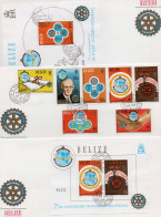 ROTARY - BELIZE -  1981- ROTARY SET OF 7 + S/SHEETS (2) ON 3 ILLUSTRATED FDCS   SG CAT £53+ - Rotary, Lions Club