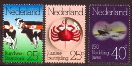 Pays-Bas 1974 Yvert 1003 / 1005 ** TB - Nuevos